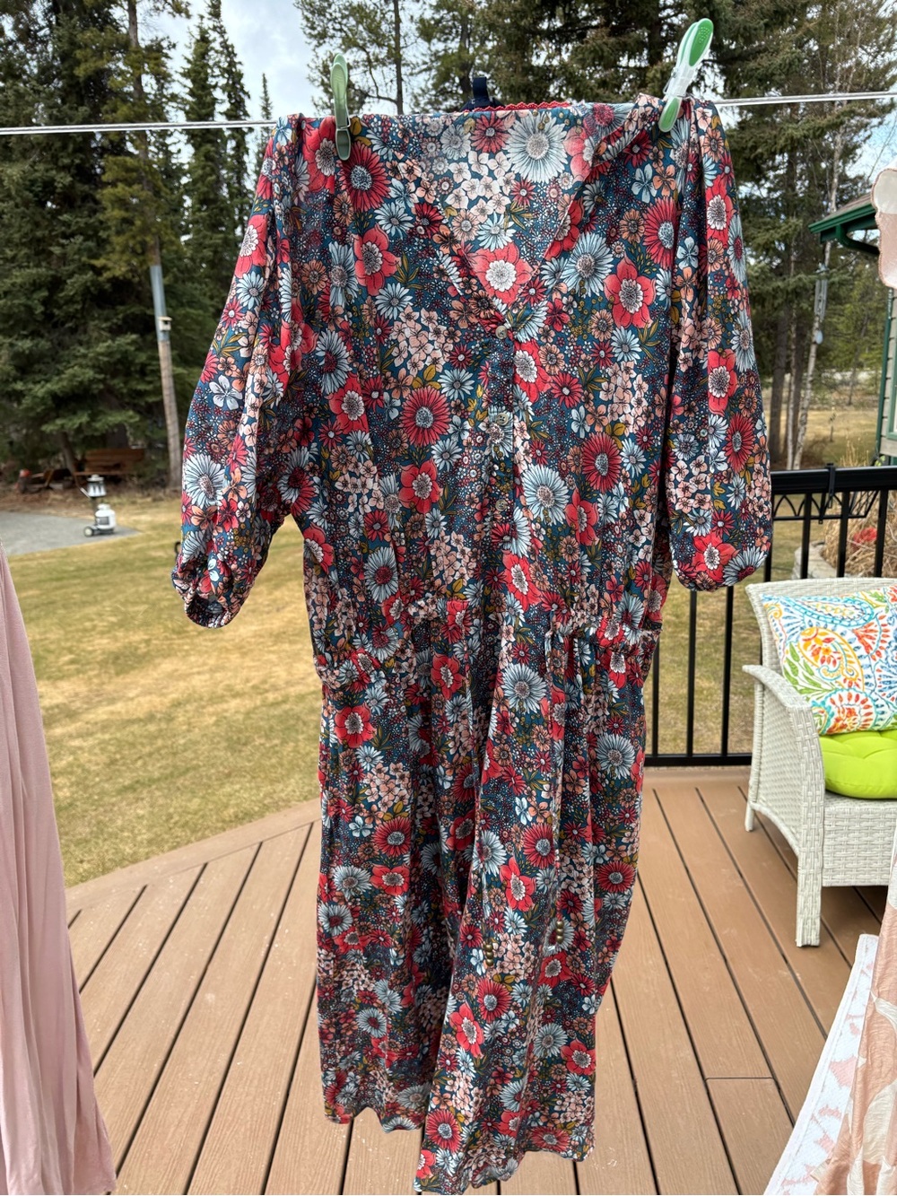 Buffalo David Bitton Floral Midi Dress in Red, Blue, Cream